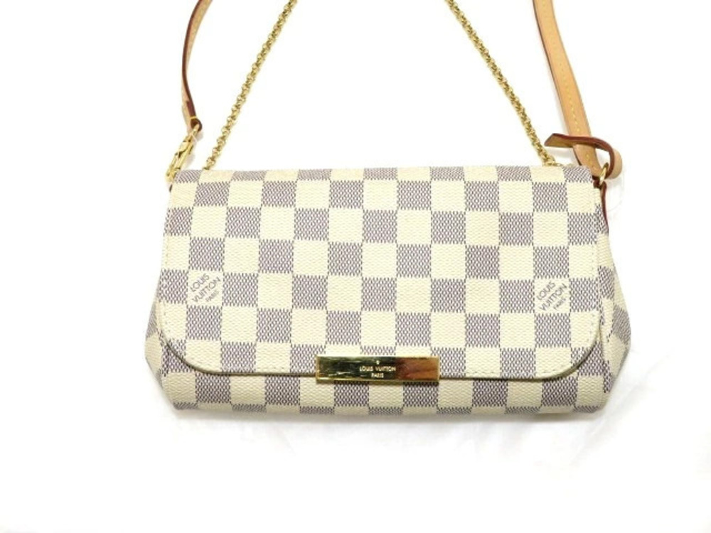 LOUIS VUITTON Bag Shoulder Strap Favorite Damier Azur White